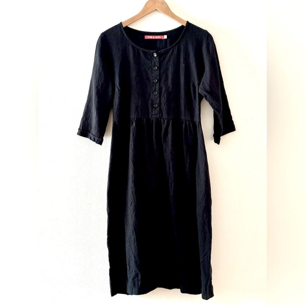 Pyne & Smith Linen Midi Dress in Black
